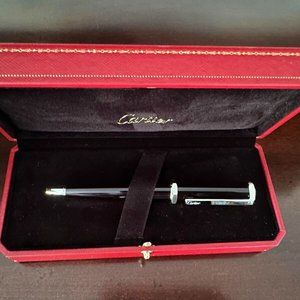 $550 CARTIER R De Cartier BALLPOINT PEN Metal Color Finish Black Ink "JESSICA"